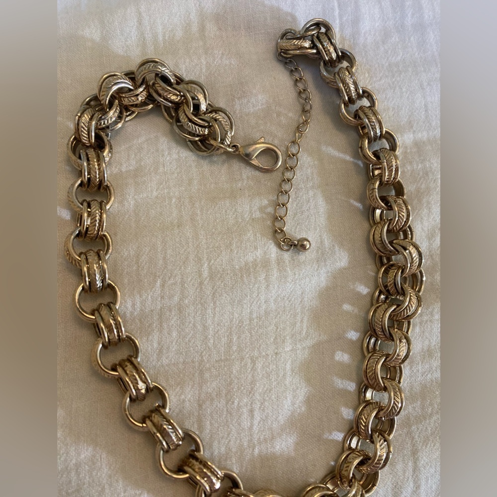 Chunky Two Tone‎ Link Vintage Necklace - Picture 5 of 6